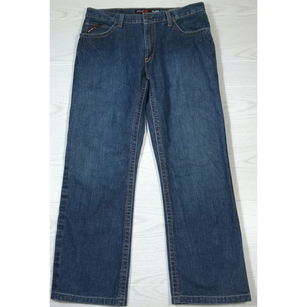 Ariat FR M3 Flame Resistant Jeans Men 34x30 Dark Blue Loose Straight Cat 2 2112